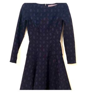 Lela Rose Fit and Flare Full Sleeve Dress